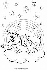 Unicorn Coloring Pages Rainbow Cute Hearts Print Printable Colorful Girls Color Kids Easy Animal Colouring Adults Sheet Heart Sheets Adult sketch template