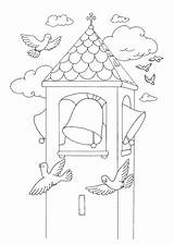 Schede Campanile Pasqua Pasquali Primavera Disegnare Cartello Biblici Bimbidicarta Bacheca sketch template
