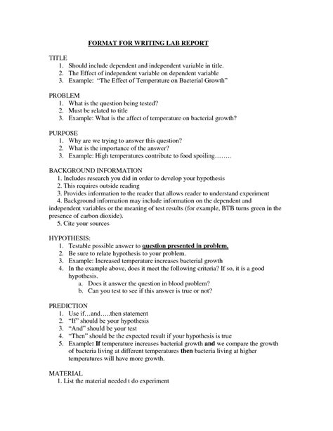 biology lab report template