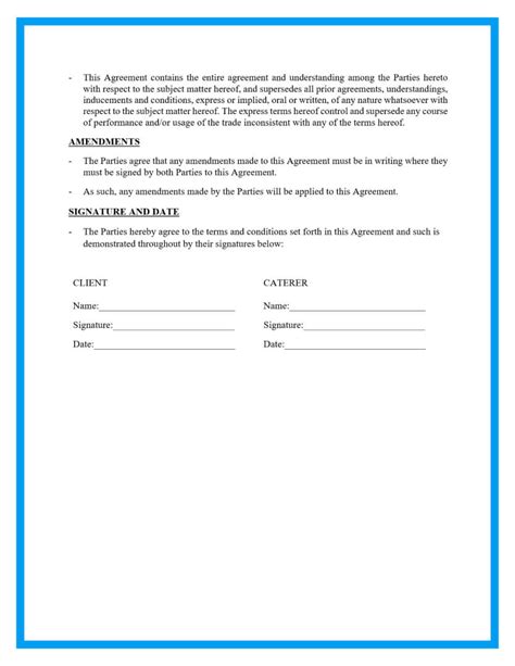 catering contract template word