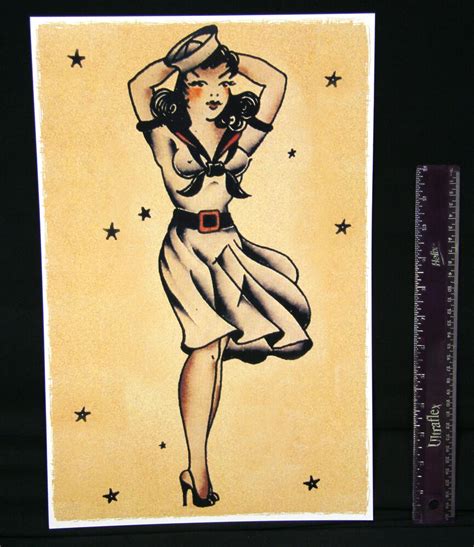 Navy 2 Large Vintage Sailor Jerry Traditional Style Tattoo