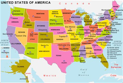 united states  capitals map states