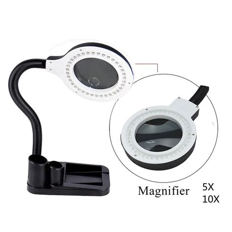 Desk Magnifier Crafts Glass Lens Led Desk Magnifier Lamp Light 5x 10x
