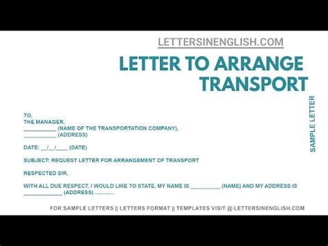 letter  transportation arrangement transportation request letter