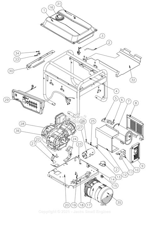 northstar  parts diagram  generator exploded view  rev
