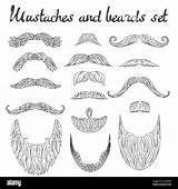 Mustache Line Beard Drawing Male High Outline Alamy Drawn Stock Beards Hipster Detailed Retro Hair Man Collection Fashion sketch template