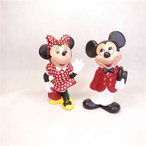 Vintage 70s Mickey Mouse And Minnie Mouse Ceramic 9 5
