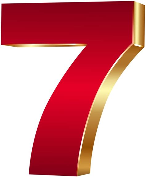 3d Number Seven Red Gold Png Clip Art Image With Images Art Images