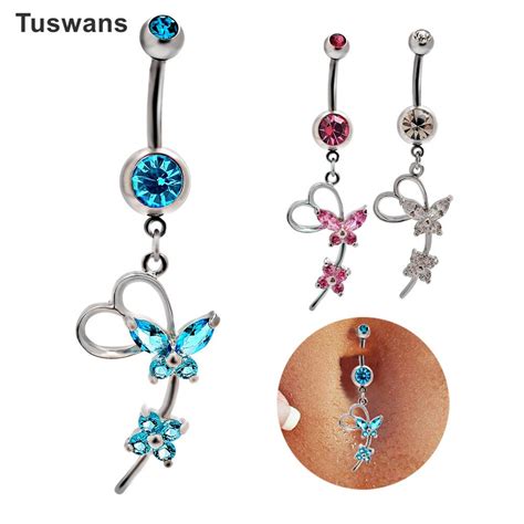 Lovely Butterfly Belly Button Rings Surgical Steel Navel Piercing Hot