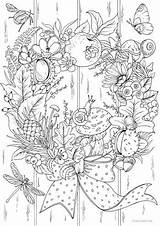 Autumn Wreath Coloring Pages Adults Adult Printable Favoreads Fall Colouring Sheets Flower Etsy Books Club Book Sold Garden Nature Detailed sketch template