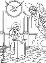 Coloring Mary Angel Annunciation Virgin Kids Pages Gabriel Adults Library Clipart Cartoon Getcolorings Popular Coloringhome Color sketch template