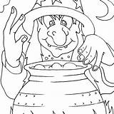 Coloring Pages Witch Pot Watching Her Spelling Color Getcolorings Reading sketch template