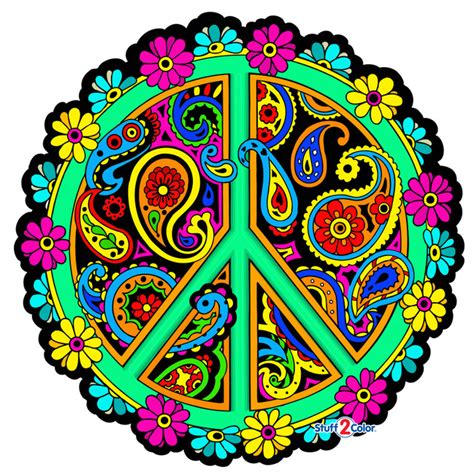 peace sign fuzzy coloring mandala stuffcolor