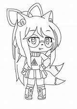 Coloring Pages Girl Gacha Fox Tails Life Club Color Two Popular sketch template
