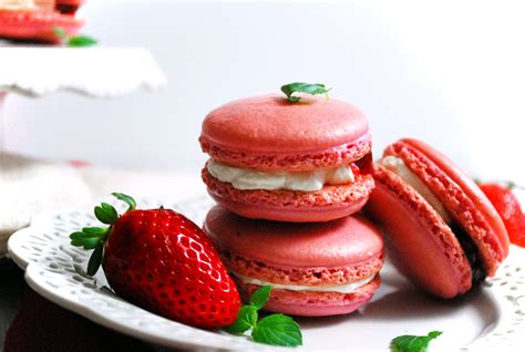 strawberries  cream french macarons cookies  england
