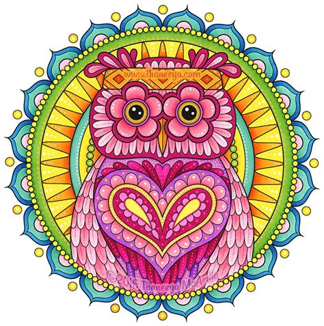 colorful owl art  thaneeya mcardle thaneeyacom