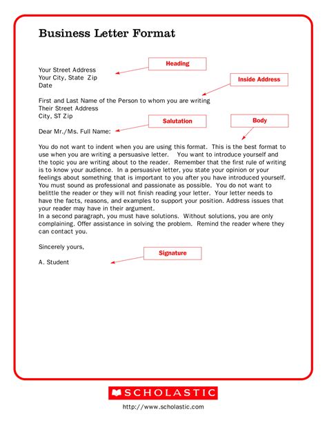official business letter format sample  template