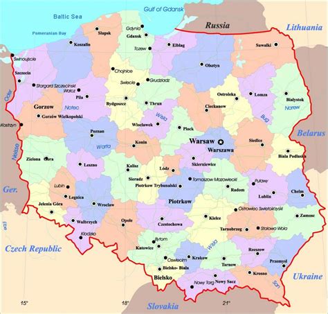 polska mapa miasta mapa polski  miastami europa wschodnia europa