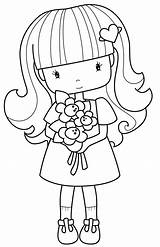 Coloring Girl Little Pages Girls Cute Para Flower Kids Drawing Flowers Clipart Colouring Color Printable Pintar Drawings Sheets Flowergirl Colorear sketch template