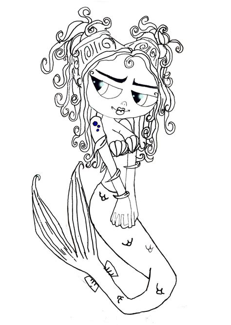 mermaid colouring  page   horrorz  deviantart