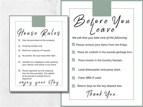 printable airbnb house rules template