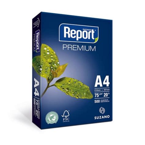 papel sulfite a4 report premium 75g 500 folhas
