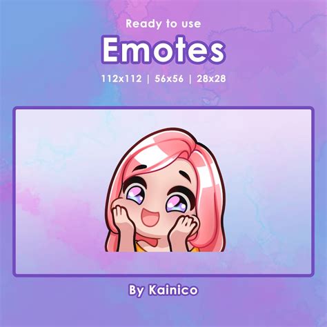 pink haired girl owo emote etsy