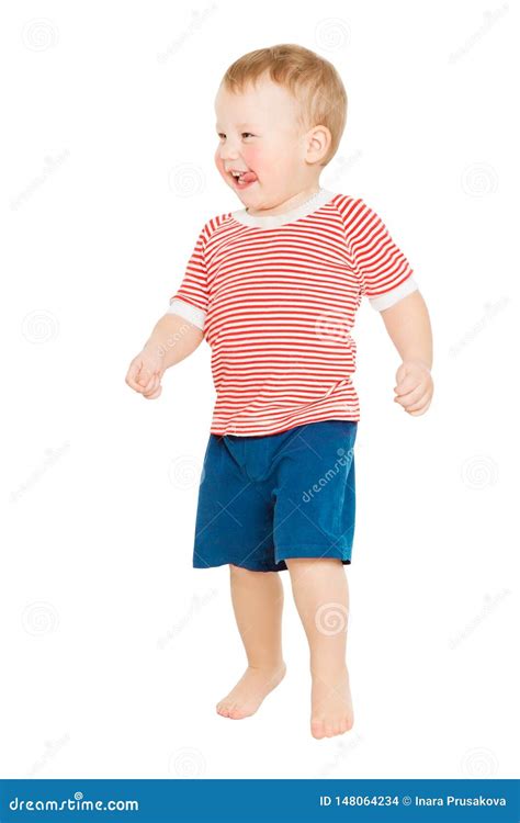 baby boy full length portrait happy kid standing  white child