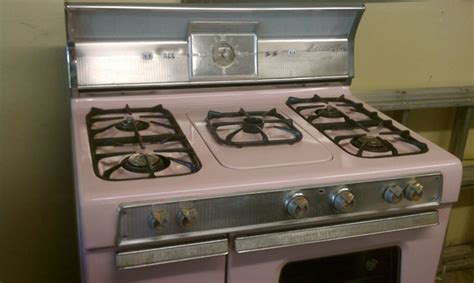 1950 S Vintage Pink Kenmore Maid O Matic 4 Burner Gas Range With Cente