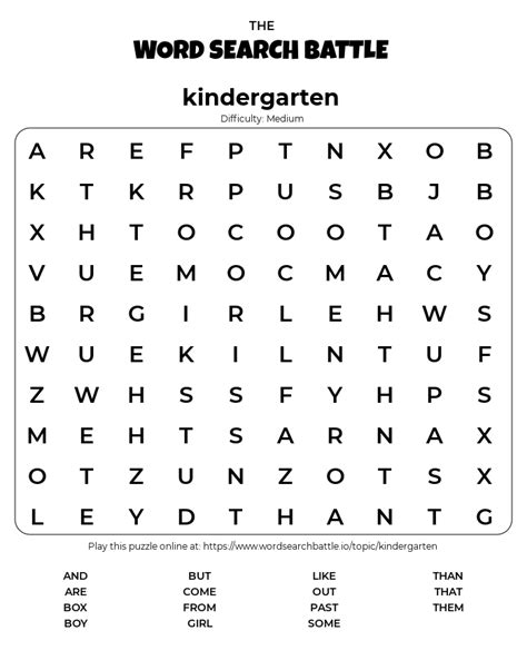 printable kindergarten word search coolbkids easy word search