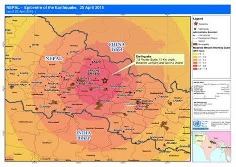 Nepal Epicenter Of The Earthquake 25 April 2015 Nepal Reliefweb