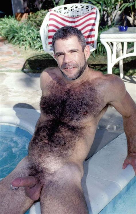 naked hairy gay bear in the pool showing his big fat cock pichunter
