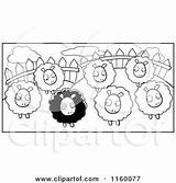 Group Sheep Coloring Looking Clipart Cartoon Pasture Cory Thoman Outlined Vector sketch template