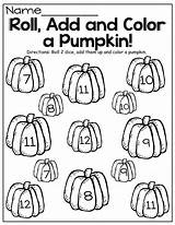Roll Color Math Dice Preschool Pumpkin Fall Halloween Kindergarten Add Game Addition Two October Fun Games Visit Grade Choose Board sketch template