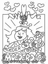 Coloring Happy Pages Mother Mothers Motherday Moederdag Fun Kids Kleurplaten Kleurplaat sketch template
