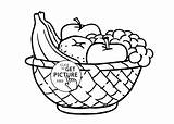 Fruit Basket Coloring Drawing Bowl Pages Kids Sketch Fruits Vegetables Easy Clipart Apple Print Colouring Color Food Drawings Pencil Wuppsy sketch template