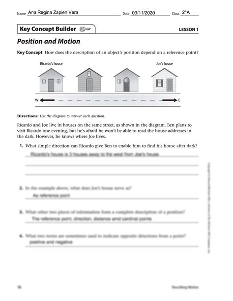 solution position  motion worksheet studypool
