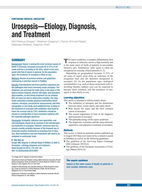 Urosepsis—etiology Diagnosis And Treatment 04 12 2015