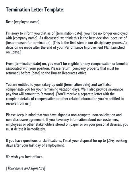employee termination letters  samples  templates