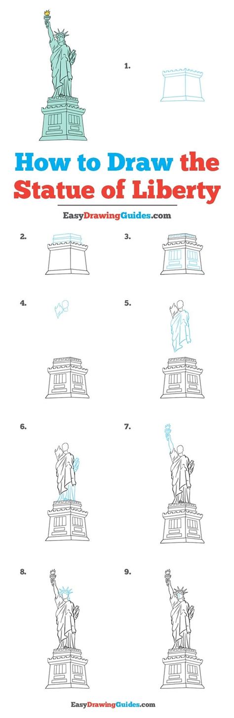 draw  statue  liberty  easy drawing tutorial