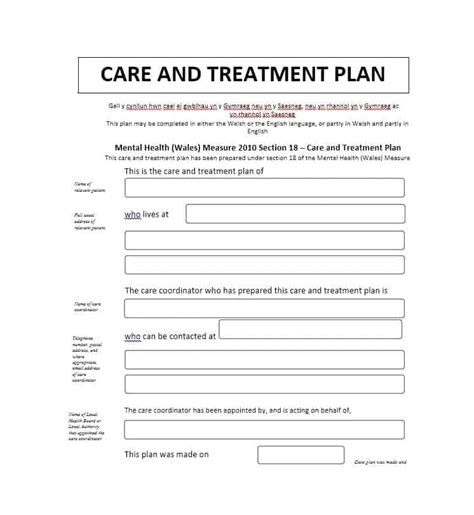 printable mental health treatment plan