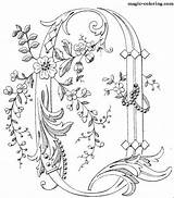 Coloring Monogram Magic Letter Embroidery sketch template