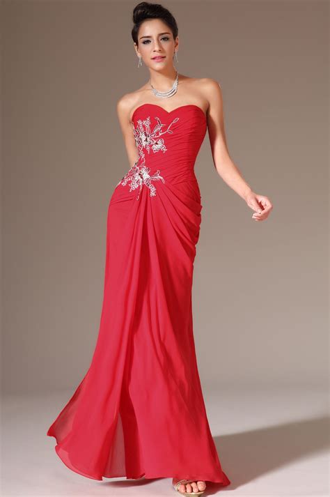 edressit   red strapless sweetheart lace prom evening dress  evening dresses