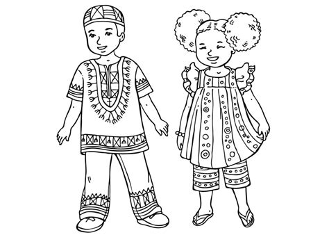 coloring page african children