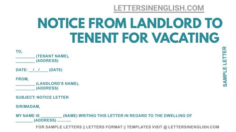 notice  vacate letter  landlord  tenant landlord  day