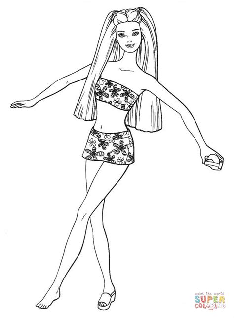 barbie   swimsuit coloring page  printable coloring pages
