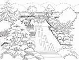 Garden Perspective Sketch Drawing Draw Point Creation Coloring Book Landscape Drawings Ready Choose Board sketch template
