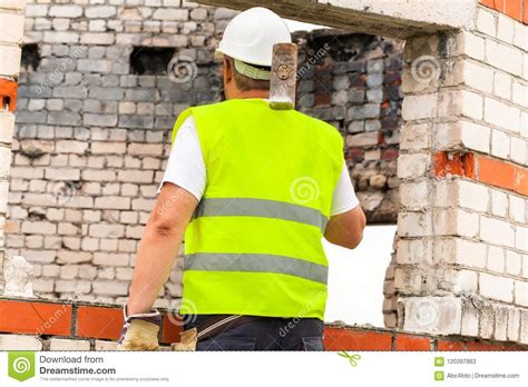 construction worker with sledge hammer stock image image