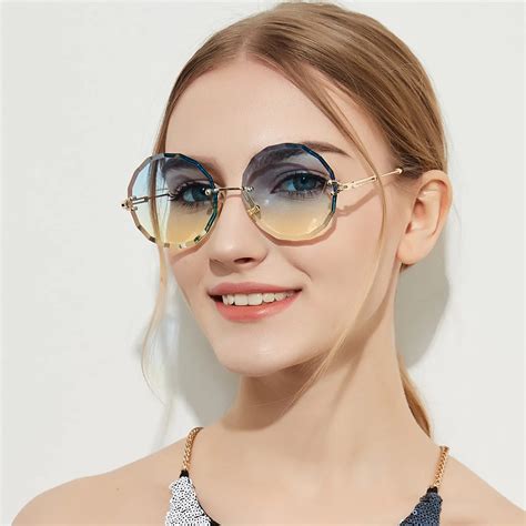 retro frameless sunglasses womens accessories  summer retro
