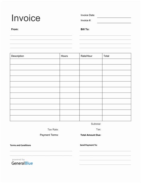 blank invoice template   printable